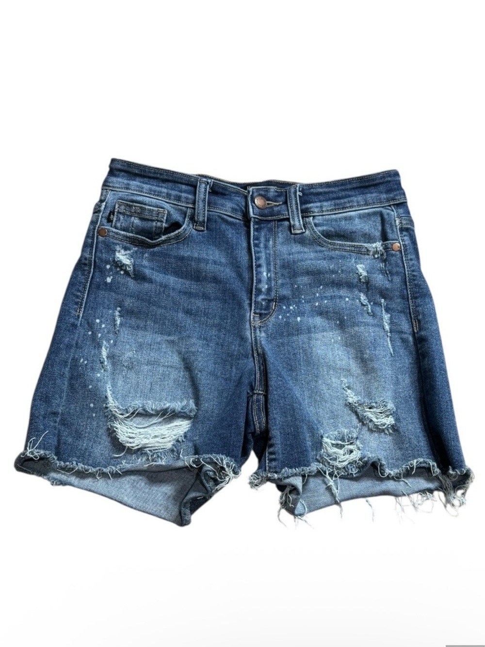 Judy Blue Distressed Raw Hem Denim Shorts size M